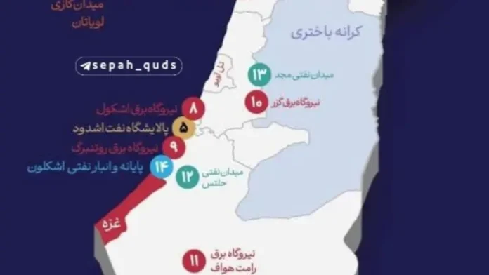 إيران تنشر خريطة بنك الأهداف المحتملة في إسرائيل